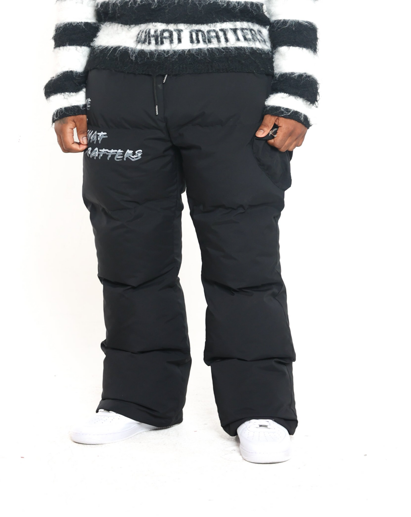 Love Is What Matters Puffer Pant Black Hearted